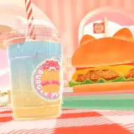 「BURGER PRINCESS」のハンバーガーとドリンク／筆者撮影