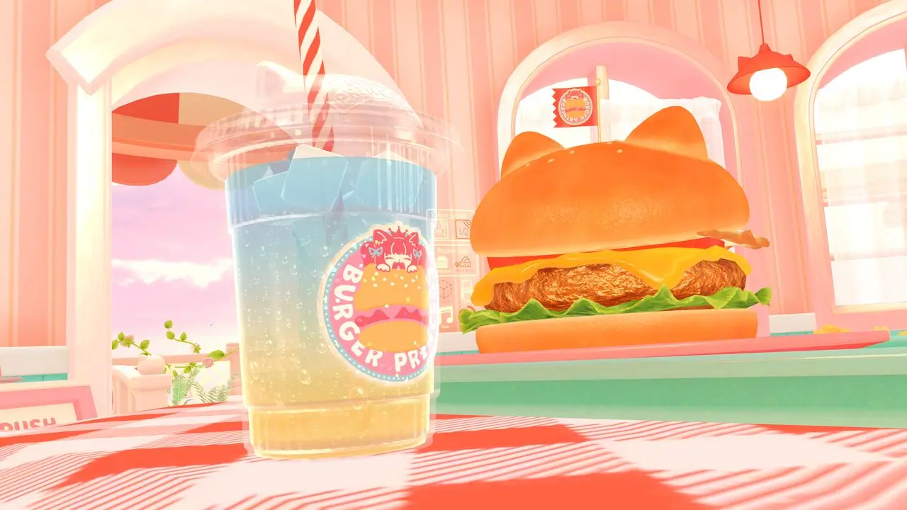 「BURGER PRINCESS」のハンバーガーとドリンク／筆者撮影