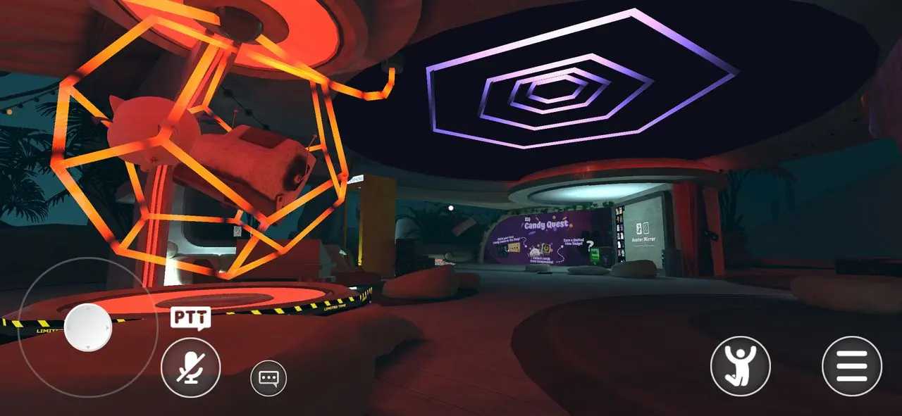 VRChatデフォルトホーム空間。ちょうどハロウィン仕様に／筆者撮影