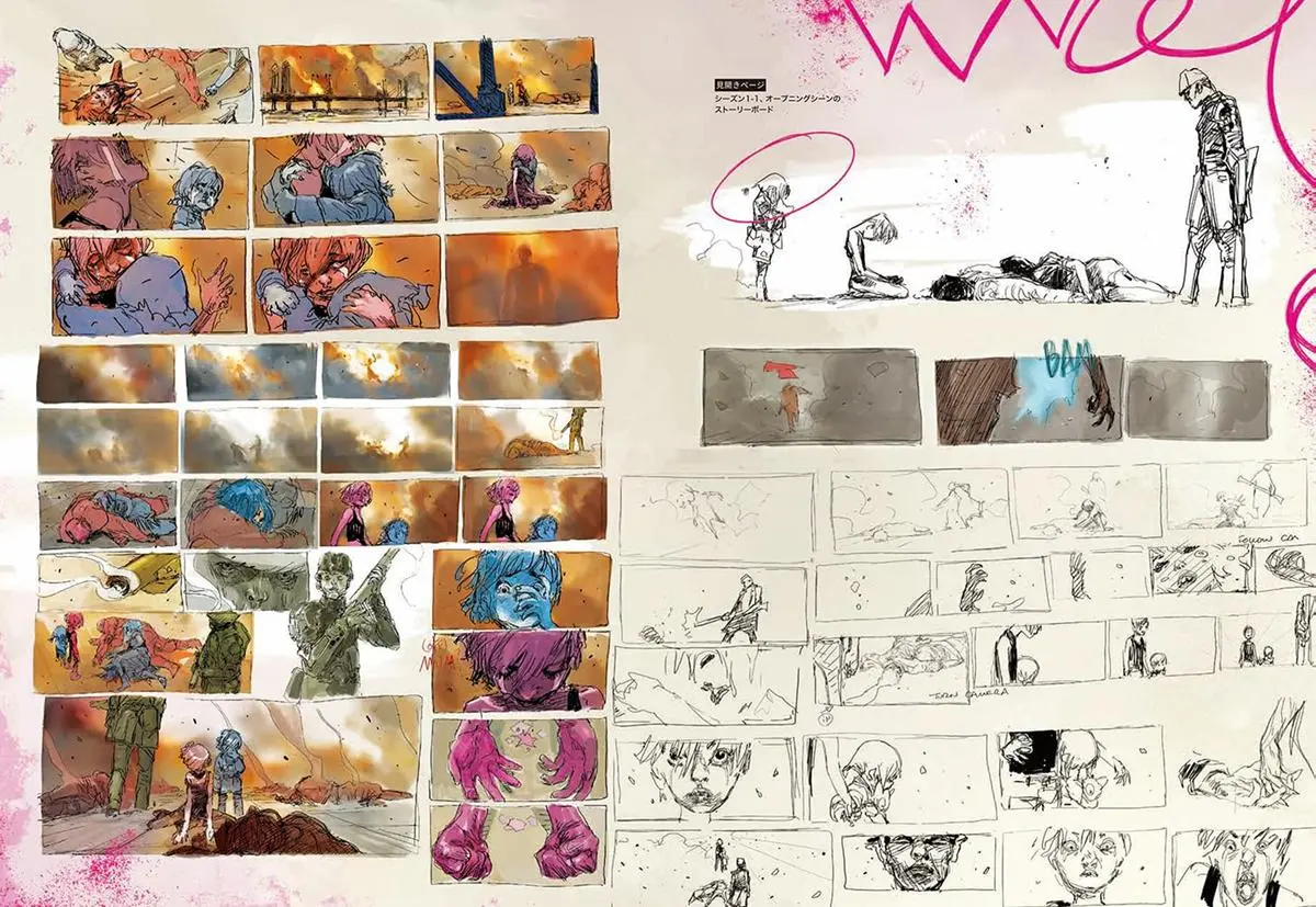 エピソード1のオープニングのストーリーボードも掲載