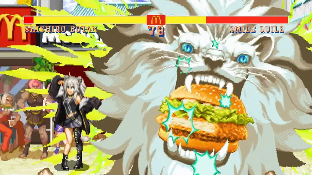 コラボ商品を紹介する獅白ぼたんさん