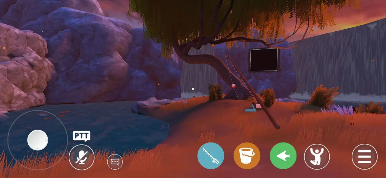 iOS版からのアクセスも確認できたワールド「A Simple Fishing World」／筆者撮影