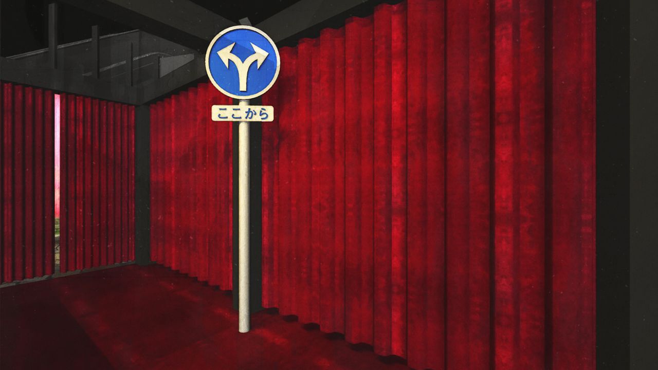 『時をかける少女』の標識がある廊下