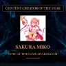 「The Game Awards 2025」の「Content Creator of the Year」部門にノミネートされたさくらみこさん／画像はノミネート発表配信から