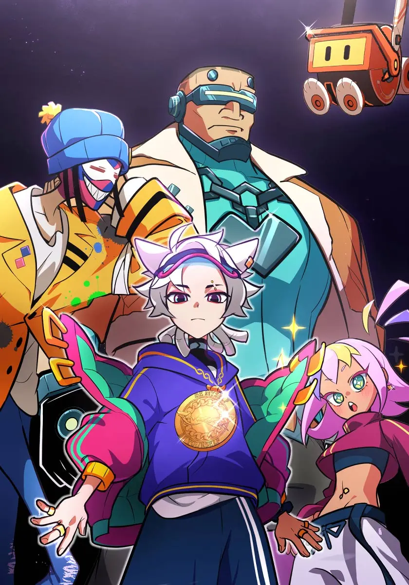 『リバースクロス -プロンプトの魔術師-』でICQが率いるチーム「ReVers3:x」のキャラクター。中央から時計回りにICQ、K、スクラッチ、808、トリック