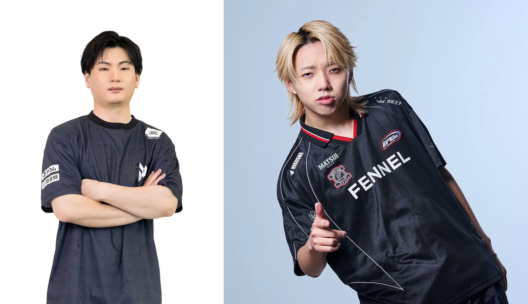 日本eスポーツアワード流行語大賞に発言がノミネートされたりゅうきち選手（左）とGON選手（右）