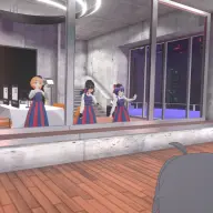 「VIRTUAL PURO STUDIO」スタジオ。出演者と観客を区分けできる仕組み／筆者撮影