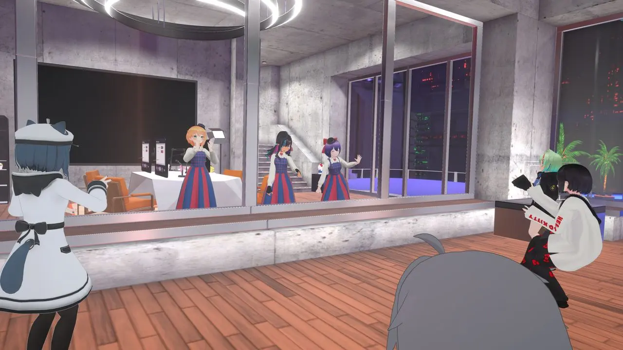 「VIRTUAL PURO STUDIO」スタジオ。出演者と観客を区分けできる仕組み／筆者撮影