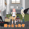 猫宮ひなたさん（中央）、隠神こかげさん（右）、八尋けいさん（左）のユニット「キケン部」