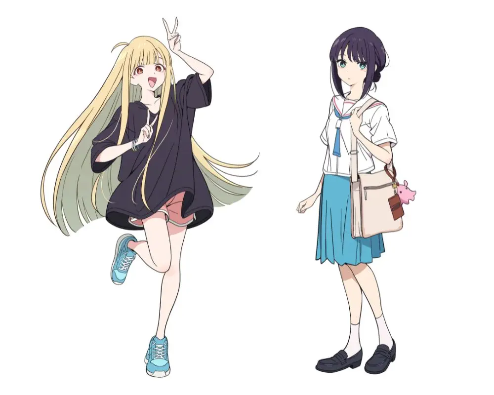 現実世界のキャラクターデザイン。左から、かぐや、酒寄彩葉