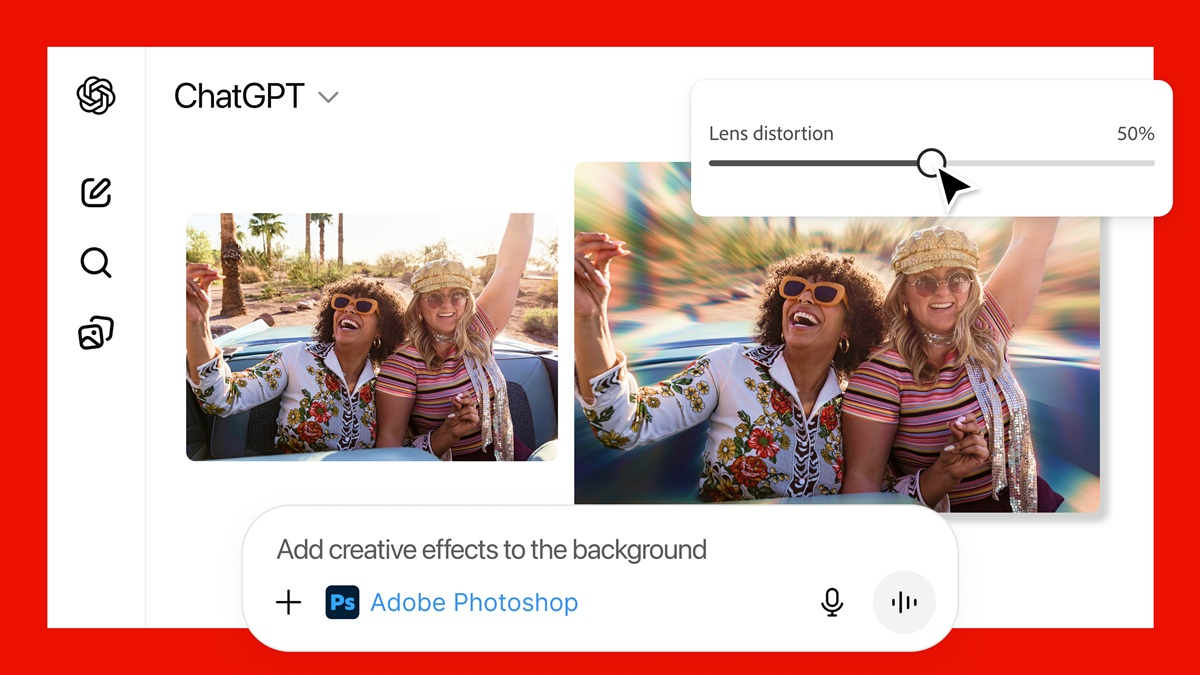 ChatGPT上でAdobe Photoshopを起動した際のイメージ