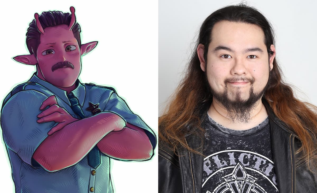 ハガ署長（画像左）と、それを演じるロバート・ウォーターマンさん（画像右）