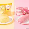「ポムポムプリン クリームパン（プリン味）」と「マイメロディ コッペパン（いちごミルク味）」
