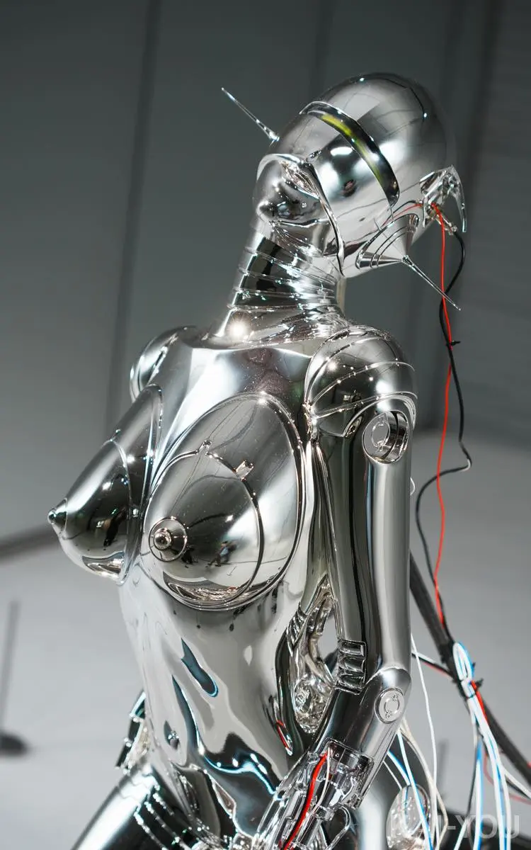 空山基さんによる「Sexy Robot_The Ghost in the Shell type 1」（2026年）©︎Hajime Sorayama. Courtesy of NANZUKA ©︎Shirow Masamune / KODANSHA