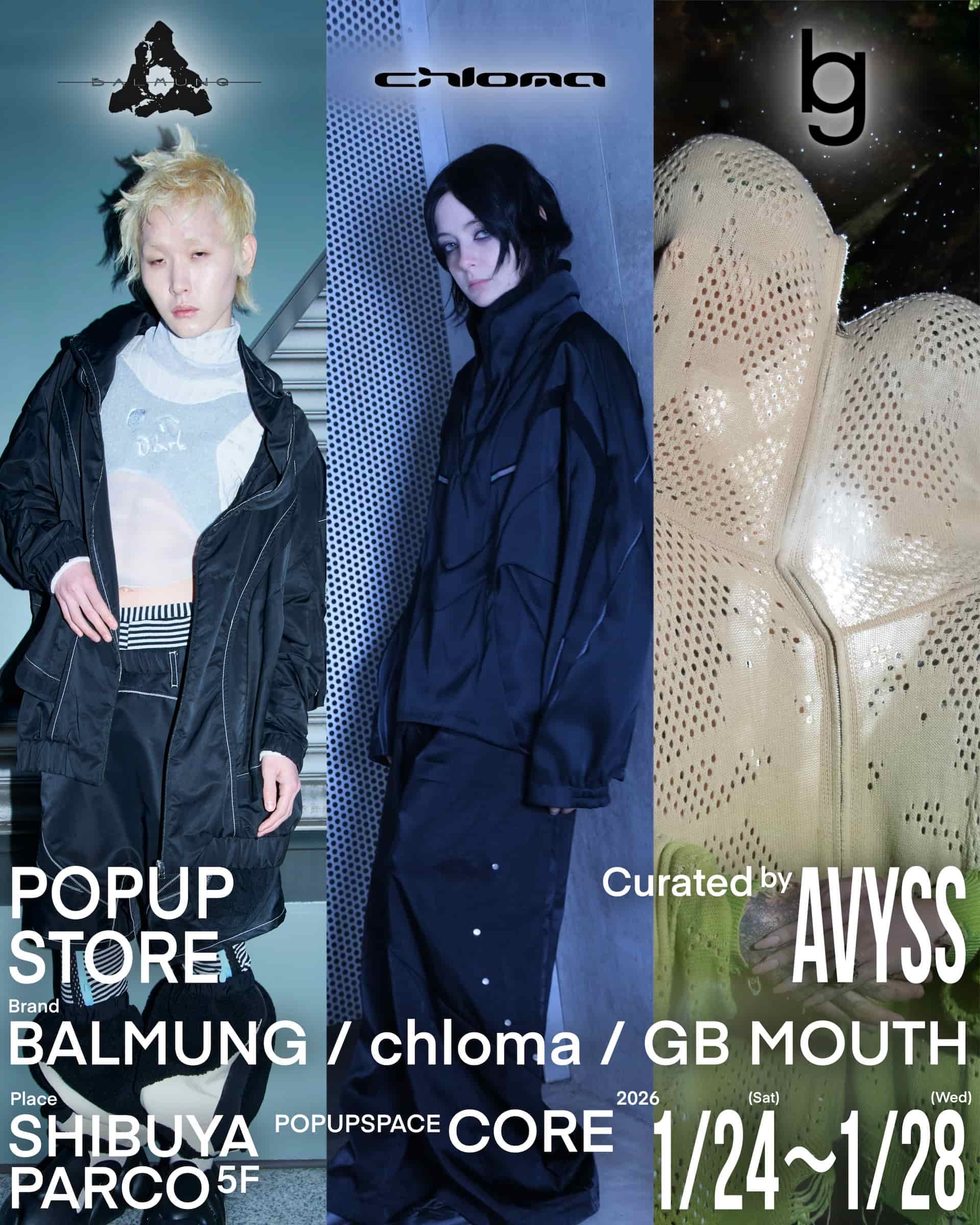 BALMUNG、chloma、GB MOUTH──気鋭ブランドが渋谷PARCOでポップアップ
