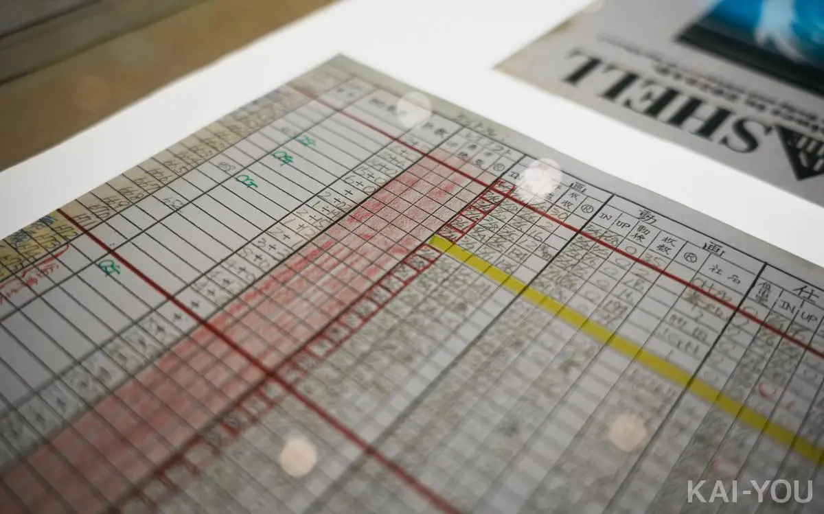 びっしりと書き込まれた制作進行表も