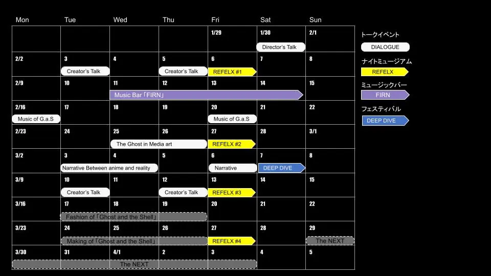 「攻殻機動隊展 Ghost and the Shell」イベントカレンダー
