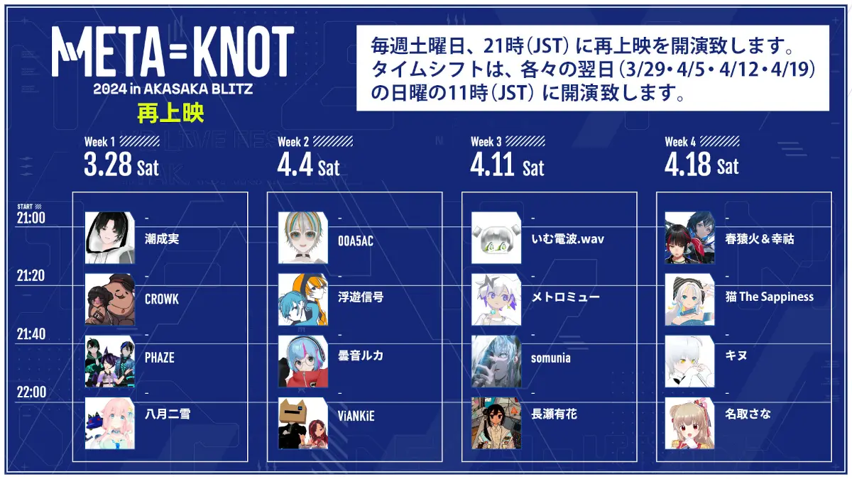 「META=KNOT 2024 in AKASAKA BLITZ」再上映スケジュール