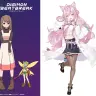 アニメ『DIGIMON BEATBREAK』で博衣こよりさん（右）が演じるキャラクター（左）