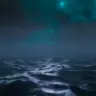 現在は暗闇の中で波がたゆたう映像に