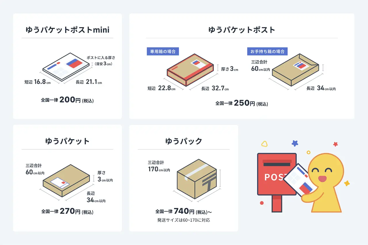 「ゆうゆうBOOTHパック」料金表