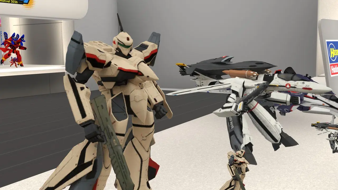 「バーチャルホビーフェス2026」のマクロスモデラーズブースには、様々なシリーズの名機が展示／筆者撮影