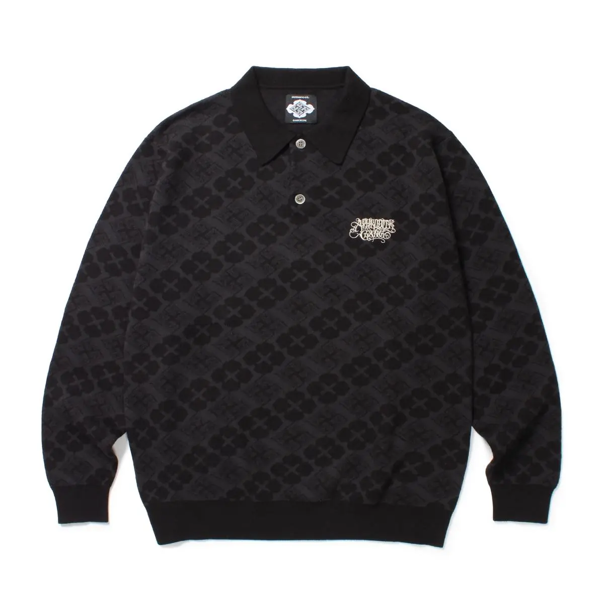 花罰家紋 COTTON JACQUARD KNIT POLO SHIRT / ¥33,000