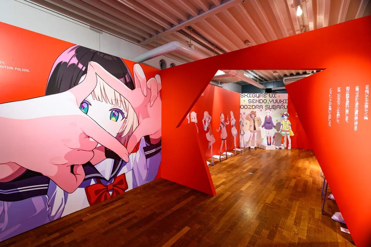 しぐれういさんがデザインを手がけたキャラクターのパネルも展示