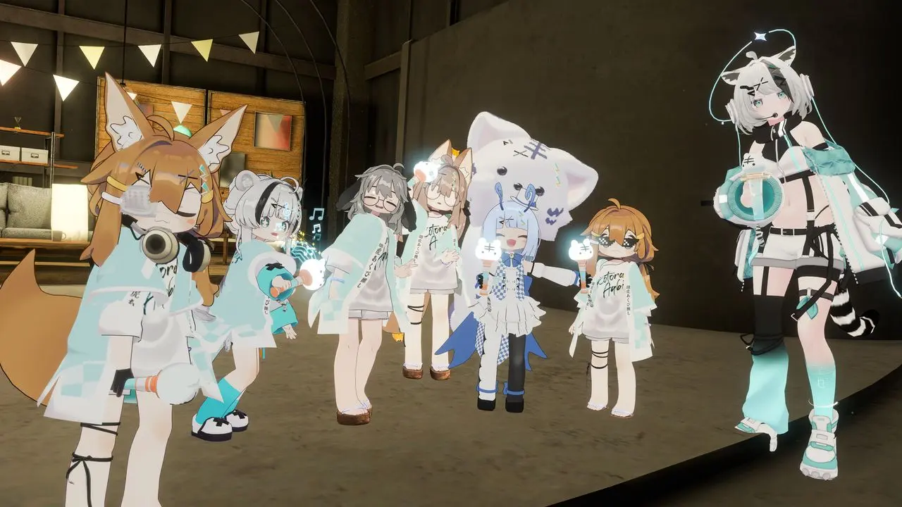 胡虎あくびさんとファンのみなさん。出演後のおしゃべりもVRChatライブの醍醐味／筆者撮影