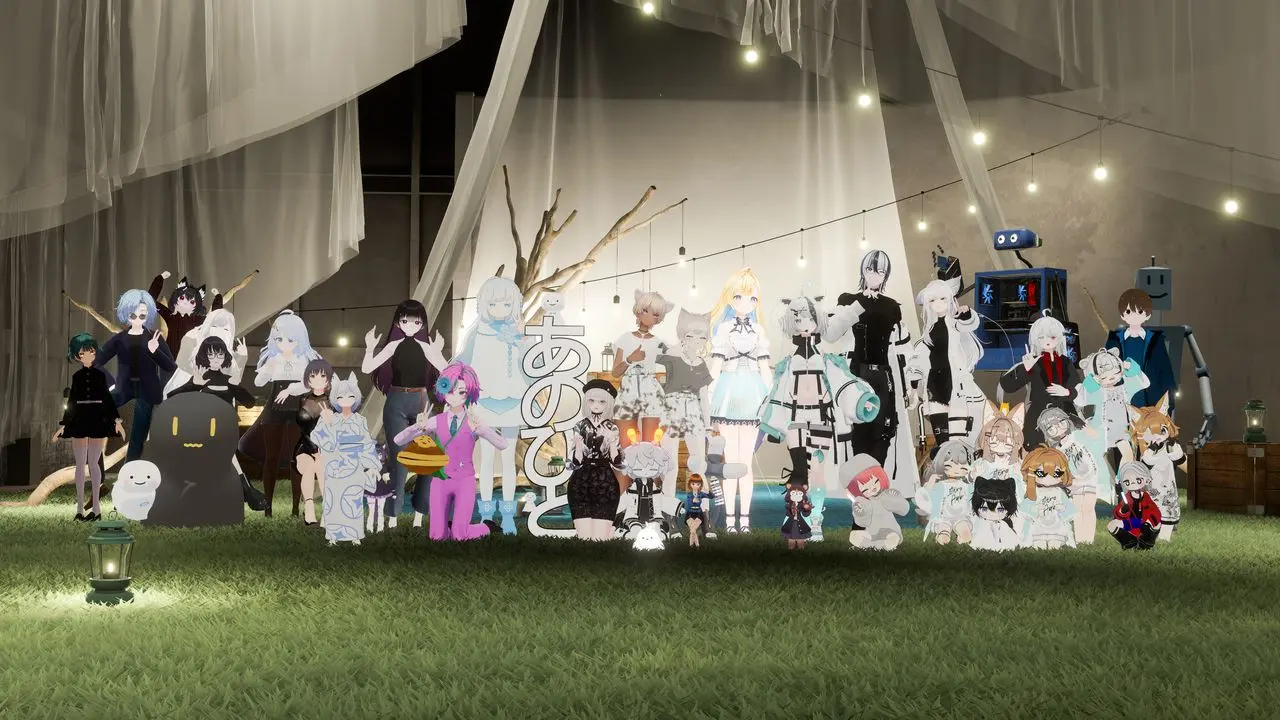 終演後の出演者・観客をまじえた記念撮影も、VRChatでは定番イベント