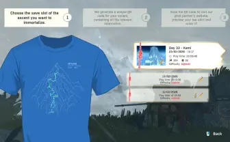 登山ゲーム『Cairn』プレイヤーの登頂記録をTシャツにプリントするサービスを開始