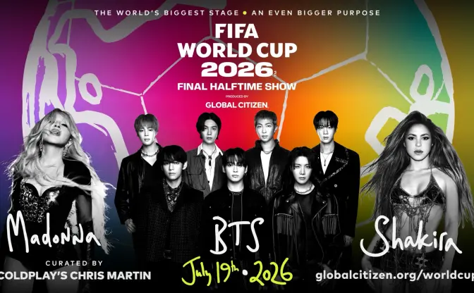 BTS、サッカーW杯初のハーフタイムショーに出演　共同ヘッドライナーにマドンナ、シャキーラ