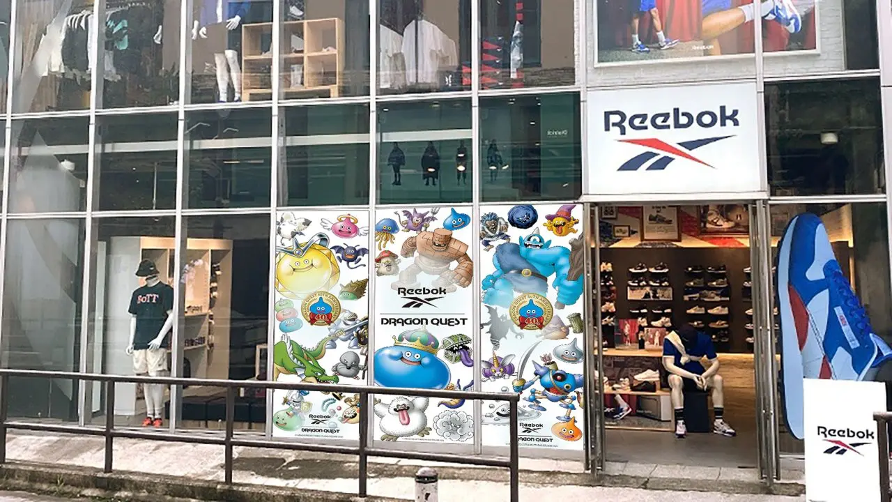 「ドラゴンクエスト」仕様にラッピングされる原宿店