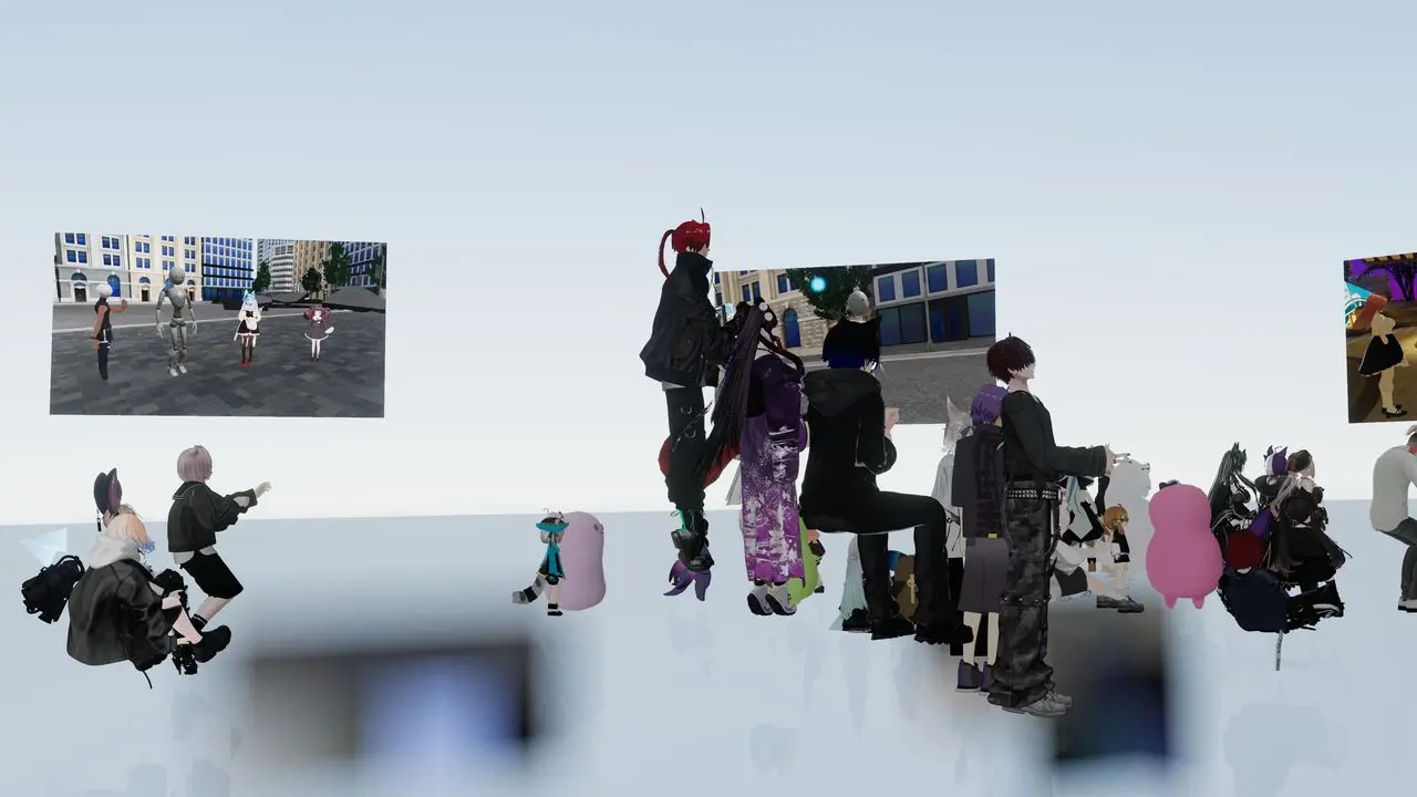 5月10日のライブ開始時。これまで井上正大さんがVRChatで得た思い出の写真が現れた