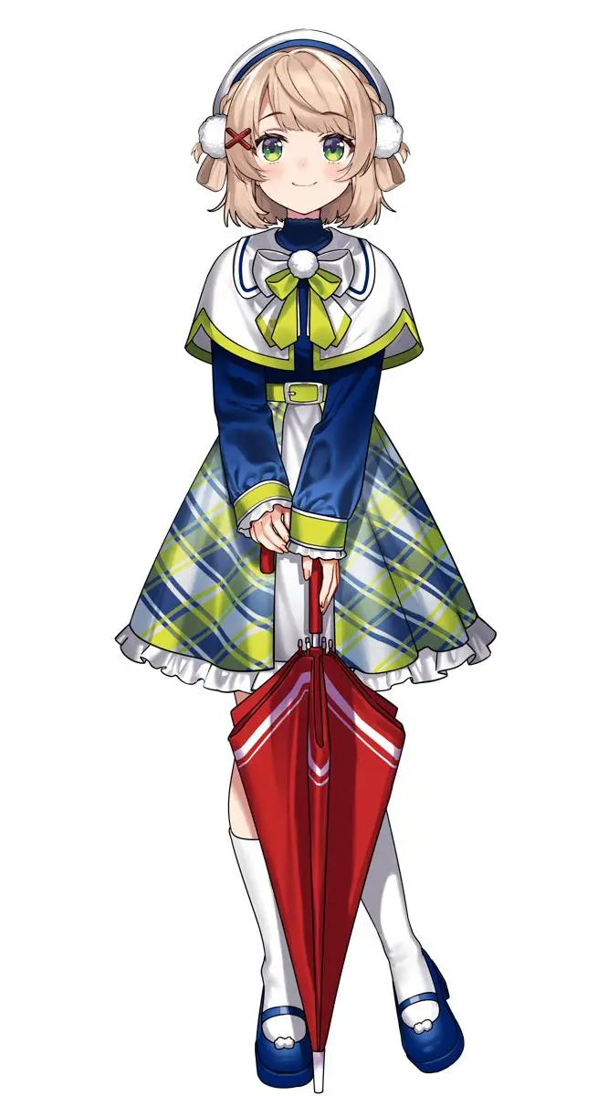 PC正面にあしらわれた傘を手にしたしぐれういさんのイラスト