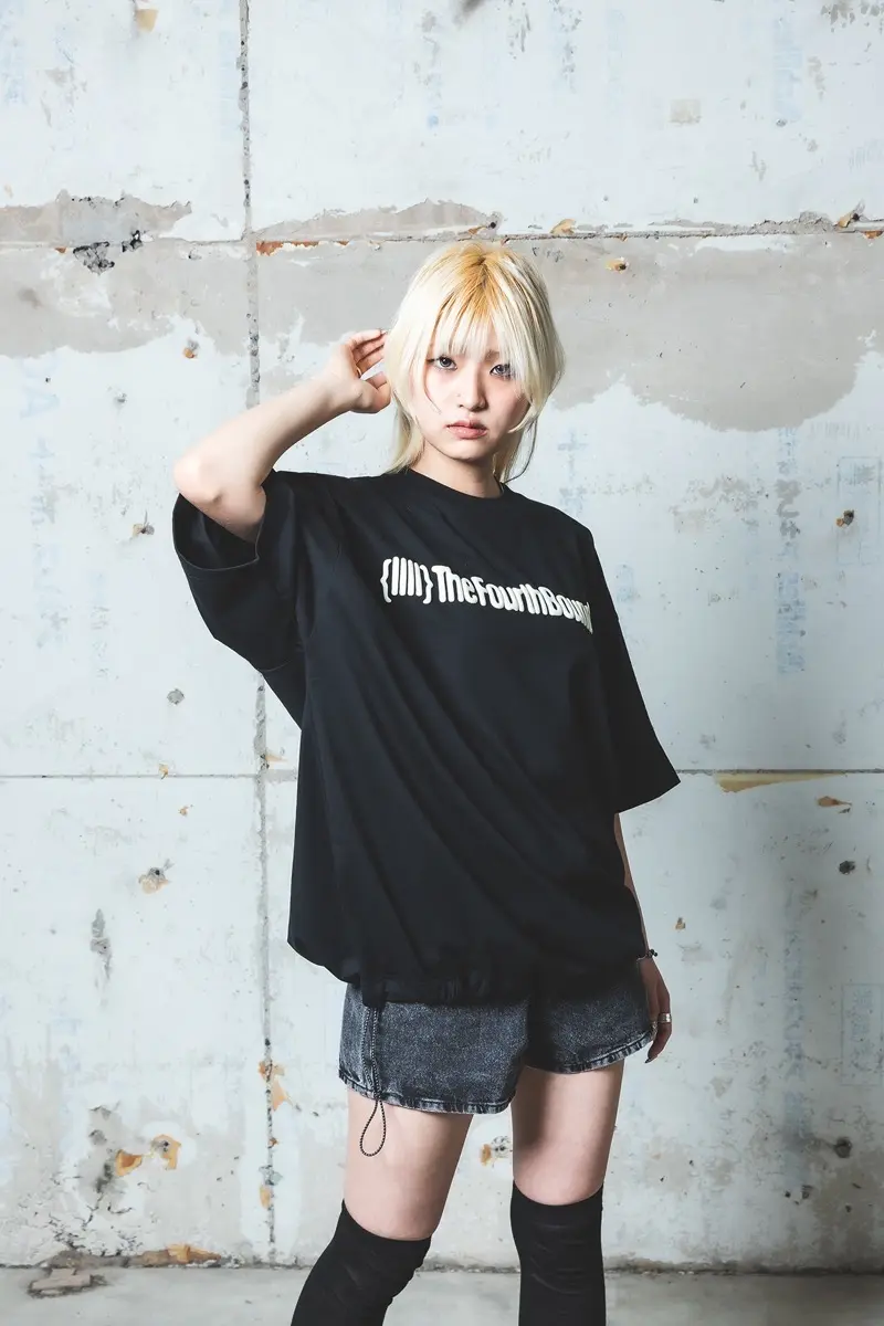 ドローコードプリントTシャツ（ブラック）-1