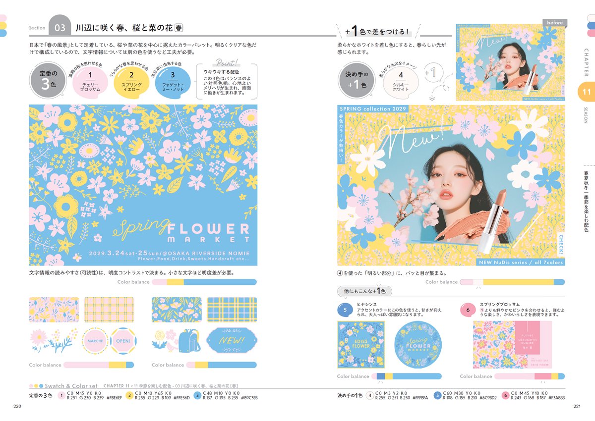 桜や菜の花を中心に据えたカラーパレット