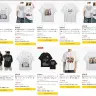Amazon「嵐 Tシャツ」の検索結果。これらはすべて非公式グッズである