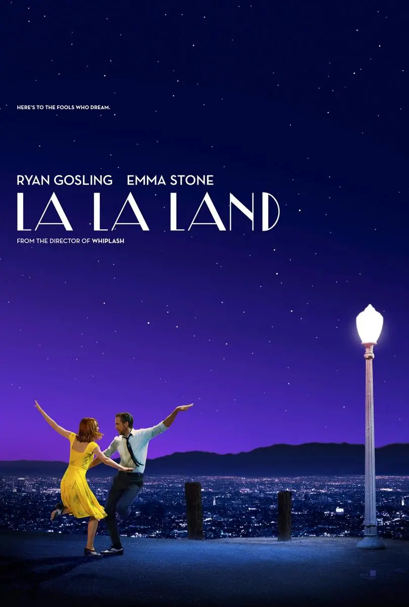 公開当時の映画『ラ・ラ・ランド』ポスター。ライアン・ゴズリングさんの手の角度は水平