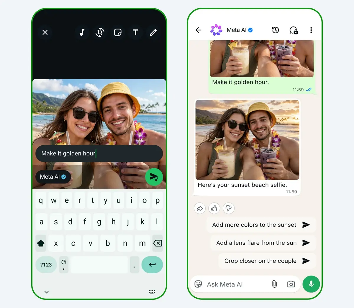 「Muse Image」をWhatsApp上で操作する様子