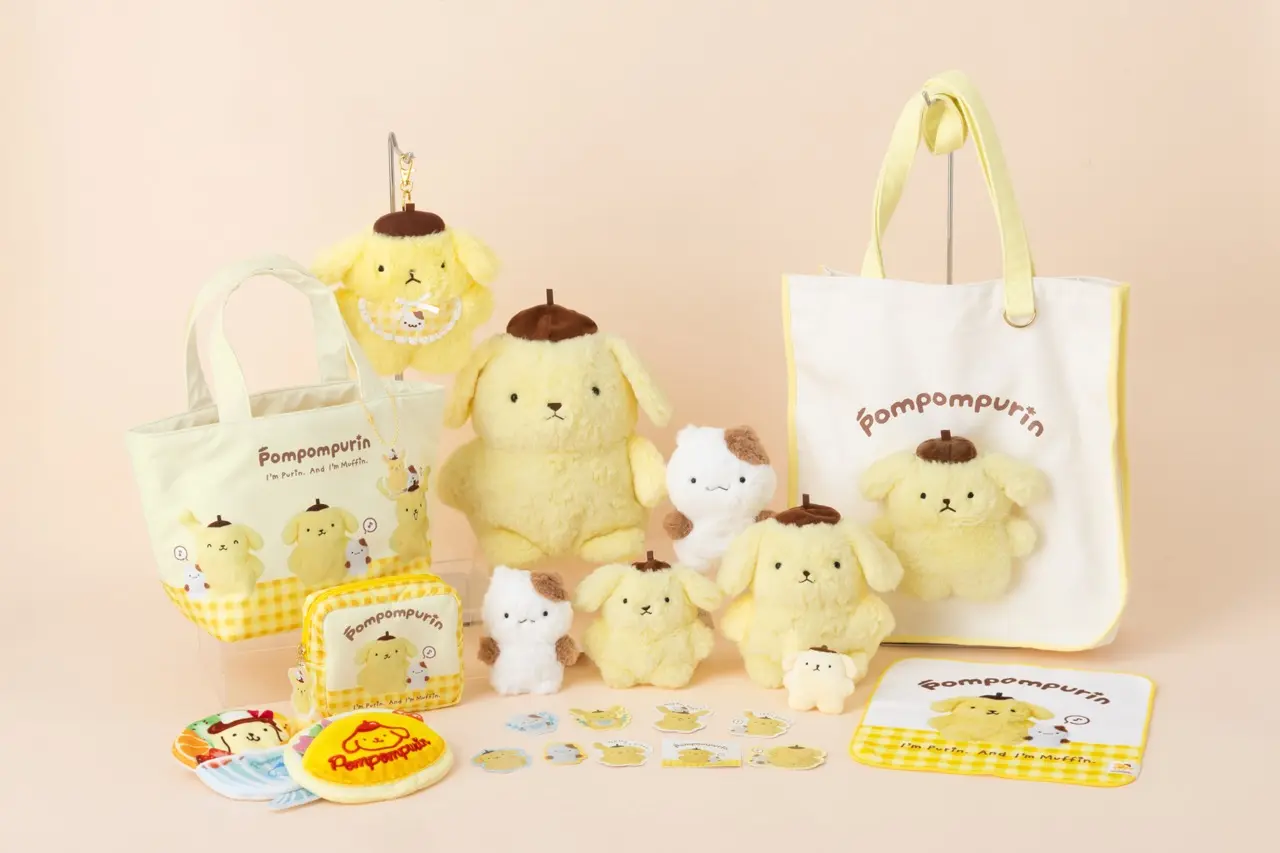 【非売品】『ポムポムプリン　ビニールバッグ入りぬいぐるみ』　レトロ　ヴィンテージ ポムポムプリン、デビュー当時を再現したぬいぐるみが懐かしい 30周年