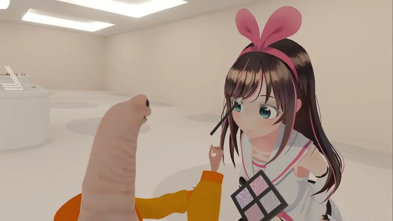 Kizuna AIさんにお化粧を施すトコロバさん