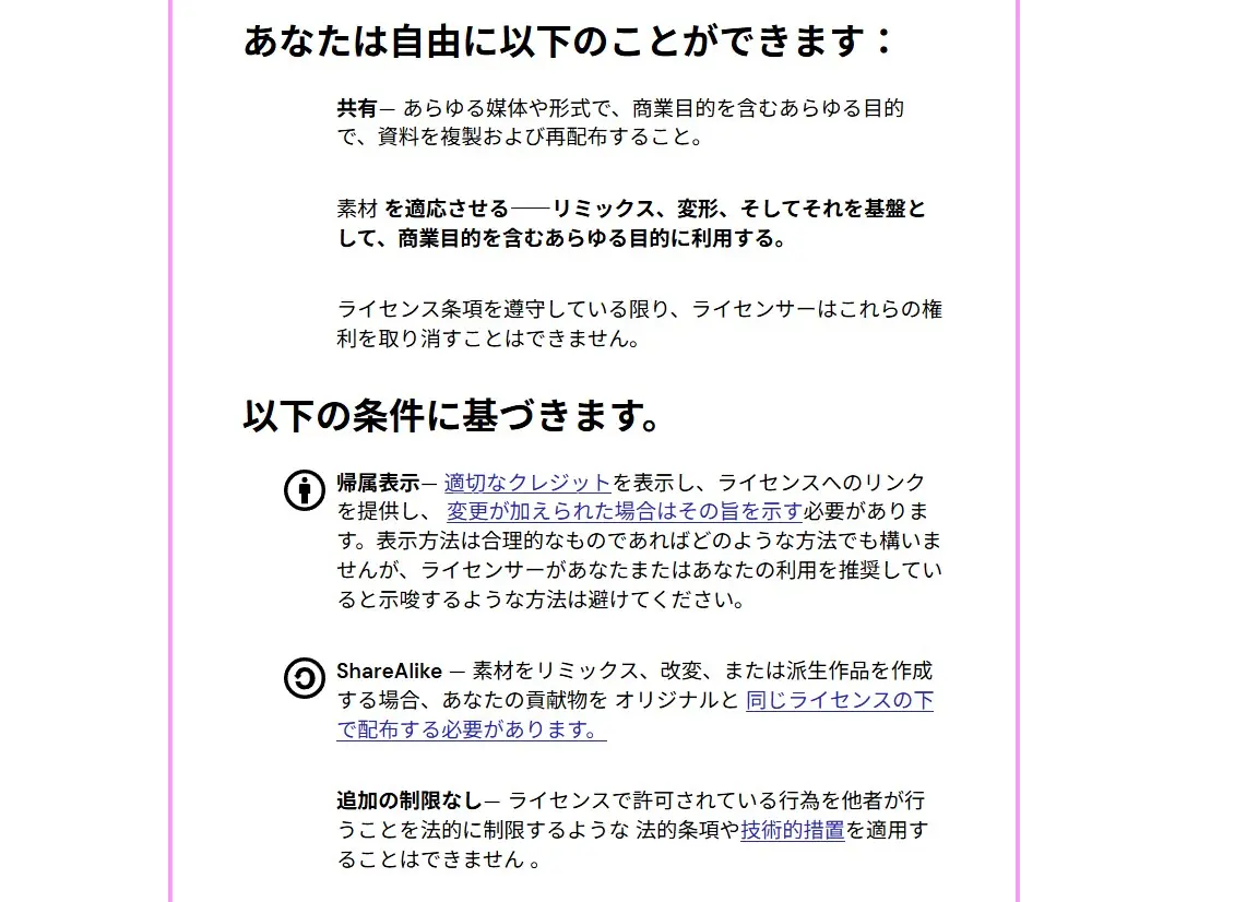 SCP財団に付与された「クリエイティブ・コモンズ表示-継承ライセンス」の詳細／画像はクリエイティブ・コモンズ公式サイトから