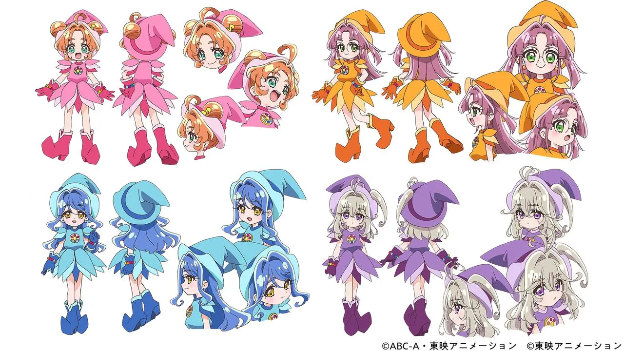 『おジャ魔女どれみ』のあの衣装に身を包んだ、キュアット探偵団の設定イラスト